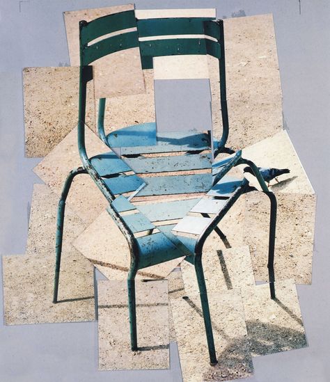 david hockney photo collage | David Hockney - "Chair" (1985) - photo collage David Hockney Collage, David Hockney Joiners, David Hockney Photography, James Rosenquist, A Level Photography, Photography Collage, Pop Art Movement, Jasper Johns, Roy Lichtenstein