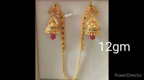 Simple Bhuttalu.. Earings: 6 grams and Ear chains : 6 grams 22 Carat Gold Jewellery, Gold Earrings Indian, Ear Chain, Earrings Indian, 22 Carat Gold, Gold Jewellery, Gold Earrings, Gold Jewelry, Gold Necklace