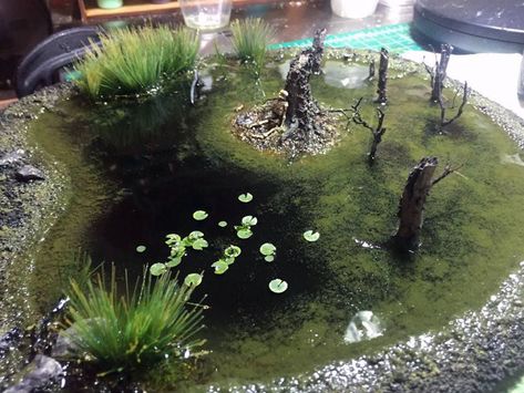 Swamp terrain D&d Terrain, Swamp Terrain, 28mm Terrain, Jungle Terrain, Scenery Ideas, Dnd Crafts, Scatter Terrain, Warhammer Terrain, 40k Terrain