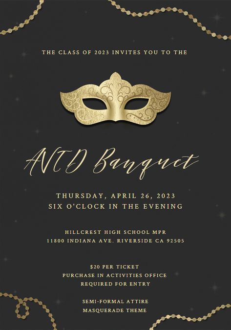 Masquerade Prom Invitations, Masquerade Ball Party Theme Invitation Ideas, Masquerade Ball Poster, Prom Theme Ideas High School, Masquerade Ball Tickets, Masquerade Ball Party Invite, Masquerade Ball Decorations, Halloween 80s, Hillcrest High School