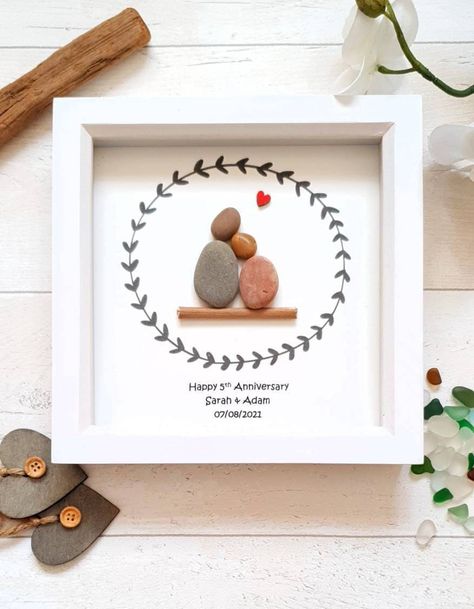 Personalised Anniversary Present For Him/ Her, Anniversary Pebble Art, 1st Year Anniversary Pebble Art Gift, Boyfriend Anniversary Gift, #pebbleartgift #boyfriendanniversar #1stanniversarygift #countryfarmhouse #bedroom #anniversary https://etsy.me/3Y3cw35 Idea For Anniversary, Handmade Anniversary Gifts, 1st Year Anniversary, Anniversary Crafts, Golden Anniversary Gifts, Diy Anniversary Gift, Boyfriend Anniversary, Anniversary Art, Diy Anniversary