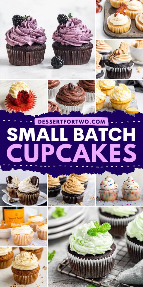 Looking for delicious desserts to make at home? This collection of Small Batch Cupcakes recipes includes vanilla cupcakes, chocolate cupcakes, lemon cupcakes, carrot cake cupcakes, and more! You have to try these simple sweet treats! Cupcake Recipes For 12 Cupcakes, Variety Cupcake Ideas, Recipe For One Cupcake, Chocolate Cupcake Filling Recipes, Easy Tiramisu Cupcakes, Cupcake Cakes Recipes, Homemade Cupcakes Easy, Cupcakes For Party, Best Homemade Cupcake Recipe