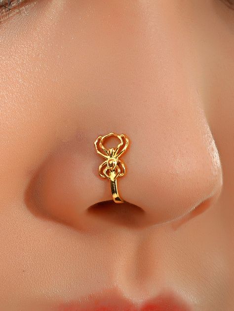 Gold    Copper   Embellished   Jewelry Clear Lips, Smile Piercing, Piercing Facial, Cute Nose Rings, Nose Ring Jewelry, Nose Cuff, Nose Pins, Spider Jewelry, Nose Piercings