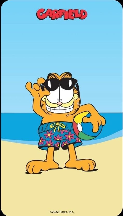 Garfield Summer, Garfield 2, Phone Wallpaper Pastel, Garfield Wallpaper, Garfield Cartoon, Garfield Images, Cartoon Drawings Disney, Garfield Cat, Garfield And Odie