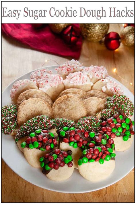 Jazz up sugar cookies fast with these easy store bought sugar cookie dough hacks. Most of these ideas will take you no time at all and use less ingredients than homemade dough. Impress everyone this holiday season or at your next bake sale with these sugar cookie hacks. #cookies #recipe #cookiedoughhacks #baking #christmas Cookie Dough Hacks, Dipped Sugar Cookies, Easy Sugar Cookie Dough, Sugar Cookie Dough Recipe, Pumpkin Spice Sugar Cookies, Pillsbury Sugar Cookies, Spice Sugar Cookies, Sour Cream Sugar Cookies, Easy To Make Cookies