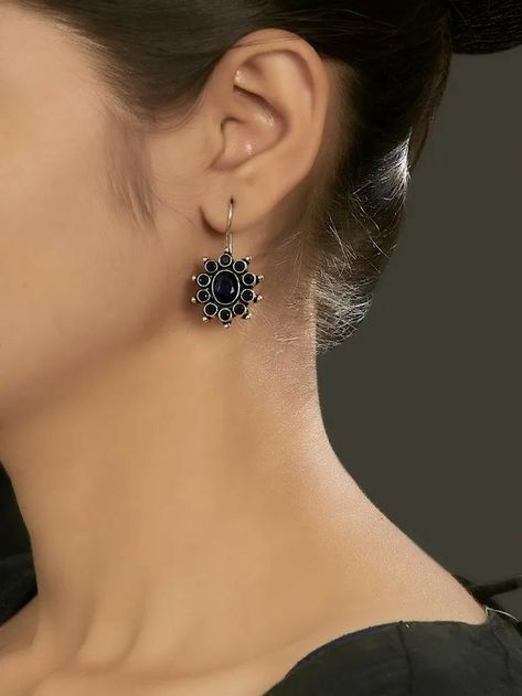 Fashion Terminology, Oxidised Jewelry, Silver Jhumkas, Earrings Prom, Oxidised Earrings, Silver Earrings Online, Paintings Easy, Indian Jewelry Earrings, Artificial Jewelry