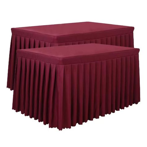 PRICES MAY VARY. Size: 8ft (96 x 30 x 29 inch) table skirt suitable for the table of 96(L) x 30(W) x 29(H) inch, fitted table covers for 8 foot tables. 8ft Fitted tablecloth - 96 x 30 Inch - Burgundy fitted rectangle table cloth for 8 foot table in washable polyester, One-Piece Design 8ft table cloth with skirt cover all 4 sides and top of the table. Instant setup. NO CLIPS OR FASTENERS NEEDED. This Burgundy table cloths for 8 foot folding tables is made of thick and premium quality polyester fa 8ft Table, 6ft Table, Table Skirts, Fitted Table Cover, Fitted Tablecloths, Table Clothes, Folding Tables, Table Skirt, Table Cloths