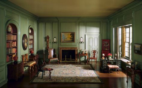 E-6: English Library of the Queen Anne Period, 1702-50 | The Art Institute of Chicago Regency Townhouse, Cozy Home Library, Blithe Spirit, Georgian Interiors, Dining Room French, English Library, Victorian Parlor, Room Boxes, English Country Style