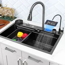 kitchen - Buy kitchen with free shipping on AliExpress Waterfall Sink Faucet, Waterfall Sink, Stainless Steel Texture, Topmount Sink, Small Basin, Kitchen Stainless Steel, Kitchen Sink Stainless Steel, Sinks Kitchen Stainless, Kitchen Sink Design