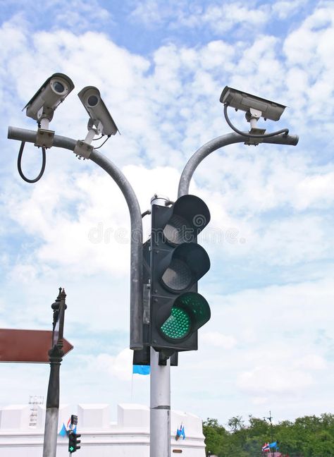 Traffic Camera, Graphic Art Prints, Cctv Surveillance, Traffic Light, Security Camera, Lamp Post, Roof, Close Up, Graphic Art