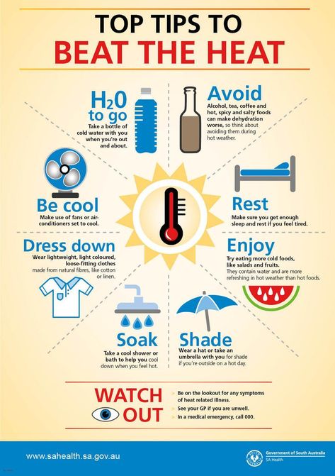 Tips on how to beat the heat. Beat The Heat Ideas, How To Stay Cool In The Heat Outside, How To Cool Down Body Heat, Staying Cool In Summer The Heat, How To Stay Cool In The Heat, Health Boosters, Workplace Safety Tips, Summer Safety Tips, Overnight Camp