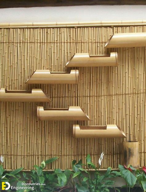 30 The Most Creative Planters Made Out Of Bamboo - Engineering Discoveries Creative Planters, Bamboo Fountain, Bamboo Diy, Bamboo Building, Creative Planter, Bamboo House Design, Bamboo Planter, Diy Garden Fountains, Bamboo Architecture