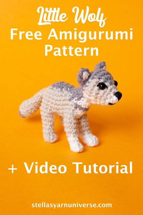 Free Wolf Amigurumi Pattern - Stella's Yarn Universe Wolf Plush Pattern Free, Wolf Crochet Pattern Free, Crochet Werewolf, Mini Wolf Crochet Pattern Free, Forest Amigurumi, Craft Dragon, Tiny Knitting, Wolf Amigurumi, Wolf Crochet