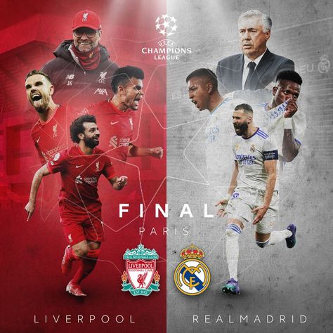 Football Final Poster Design, Champions League Design, Final Match Poster Design, Football Match Poster Design, Sports Marketing Design, Real Madrid Vs Liverpool, Champions League Poster, Football Player Drawing, Football Final