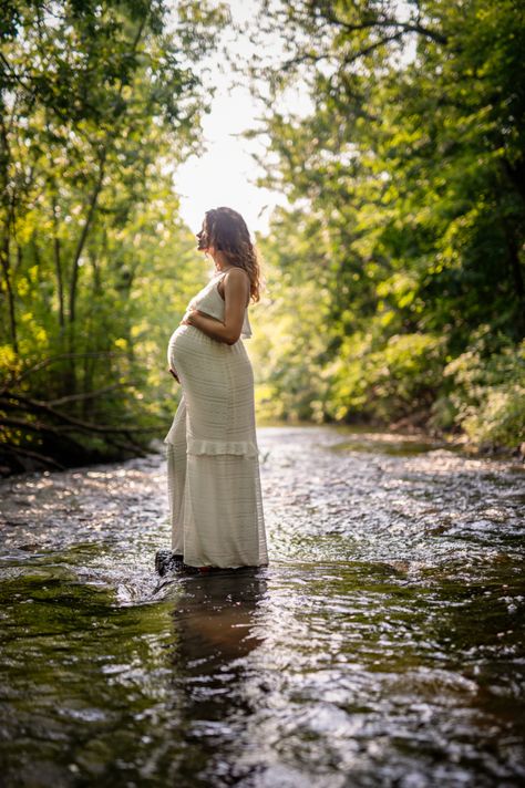 Celebrate your pregnancy with a River Maternity Session with Carla Ten Eyck in the Hog River in Hartford CT's West End. Photo by Carla Ten Eyck Water Maternity Photos, Maternity Photo Shoot Ideas, Fall Maternity Photos, Maternity Photography Poses Outdoors, Outdoor Maternity Photos, Maternity Photography Poses Couple, Maternity Photo Outfits, Maternity Photography Poses Pregnancy Pics, Maternity Photography Outdoors