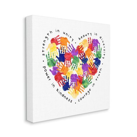 Rainbow Handprint, Handprint Heart, Art Auction Projects, Heart Canvas, Heart Graphic, Collaborative Art, Handprint Art, Stupell Industries, Childrens Art