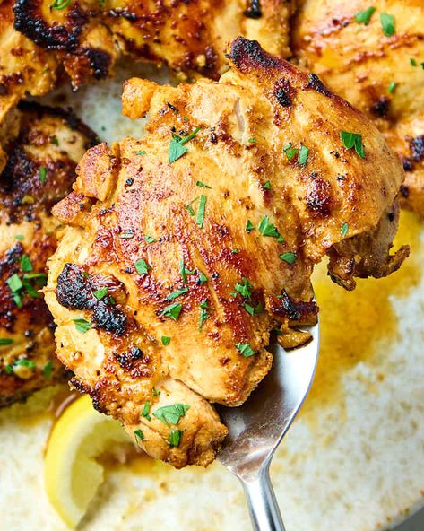 To Go Dinner Ideas, Greek Chicken Thigh Recipes, Marinating Chicken, Easy Greek Chicken, Greek Dinner, Greek Lemon Potatoes, Simple Marinade, Epicurious Recipes, Paleo Fish