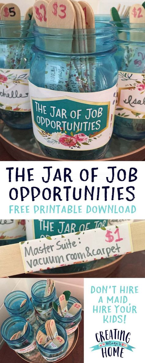 The Jar of Job Opportunities {Money Jar} House Arrangement, Family Rituals, Family Chores, Chore Board, Money Jar, Eyeliner Hacks, Chore Charts, Money Jars, Smart Parenting