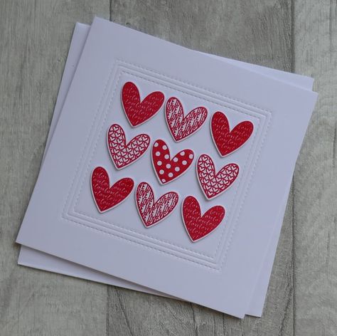 Happy Anniversary Cards Handmade, Beautiful Valentine Cards, Valentine Cards To Make, Anniversary Cards Handmade, Valentine Love Cards, Valentine Cards Handmade, Wedding Anniversary Cards, Valentine Cards, Heart Cards