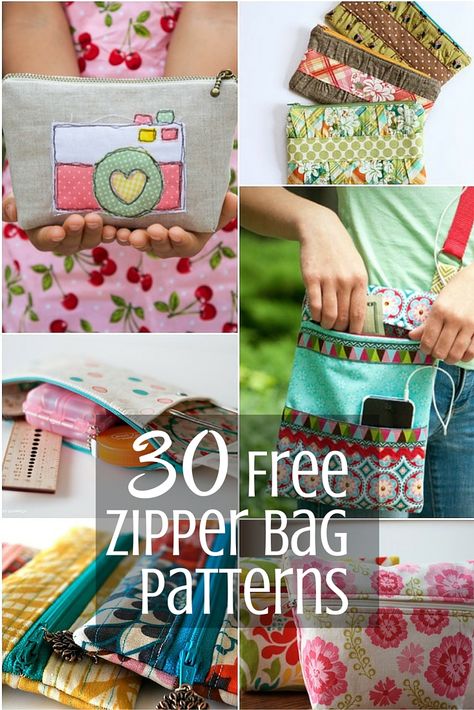 Zipper Bag Pattern Inspiration | Sewing With Scraps #freesewingpatterns Zip Bags To Sew, Sewing Patterns Zipper Pouch, Zippered Bag Pattern Free, Sewing Projects With Zippers, Handmade Fabric Bags Free Pattern, Zipper Bags Tutorial Free Pattern, Fabric Bags Pattern Free, Zippered Tote Bag Tutorial, Zipper Bag Pattern