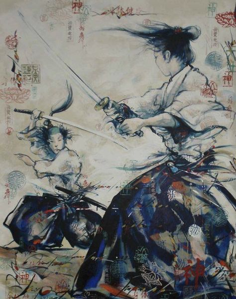 Samurai Painting, Martial Arts Manga, Martial Arts Anime, Samurai Artwork, Shadow Warrior, Japanese Warrior, Japanese Artwork, Chinese Martial Arts, How To Make Drawing