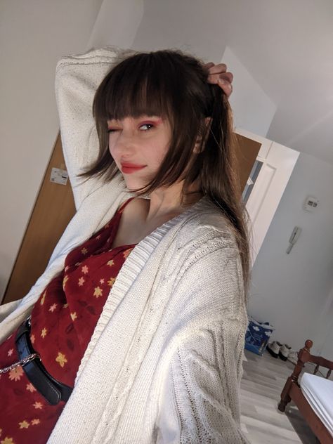 Hime Cut Ponytail, Hime Cut, Hair Inspo, Red Dress, Hair, Red