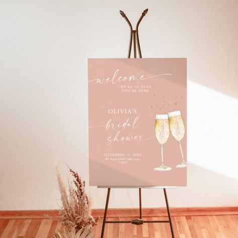 Bridal Shower Welcome Sign | Blush Brunch & Bubbly Brunch Bubbly, Bridal Shower Welcome Sign, Shower Welcome Sign, Welcome Poster, Champagne Flutes, Shower Baby, Flutes, Welcome Sign, Special Event