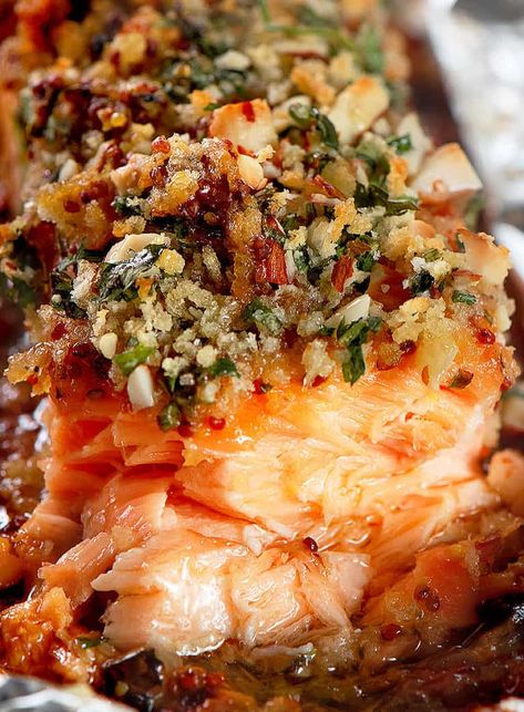 Panko Crusted Salmon, Pecan Crusted Salmon, Crusted Salmon Recipes, Parmesan Crusted Salmon, Easy Salmon Recipes, Crusted Salmon, Salmon Dinner, Fish Recipes Healthy, Baked Salmon Recipes