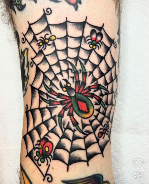 American Traditional Spider Web, Spiderweb Tattoo Traditional, Traditional Spider Web Tattoo, Cobweb Tattoo, Spider Web Tattoo, Web Tattoo, Design Tattoos, Bug Tattoo, Web Patterns