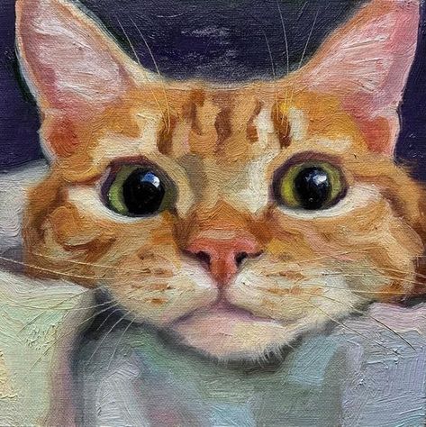 Orange Cat Watercolor Painting, Realistic Cat Painting, Cat Watercolor Paintings, Orange Cat Painting, Orange Cat Art, Simple Cat Tattoo, Line Art Simple, Cat Oil Painting, Cat Tattoo Ideas