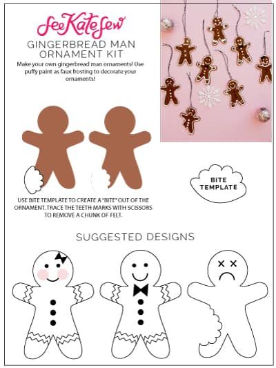 Felt Gingerbread Man Ornament Pattern - with bites! - see kate sew Felt Gingerbread Man Pattern, Felt Patterns Free, Felt Gingerbread Man, Gingerbread Man Template, Felt Gingerbread, Cute Ornaments, Felt Ornaments Patterns, Gingerbread Diy, Gingerbread Lady