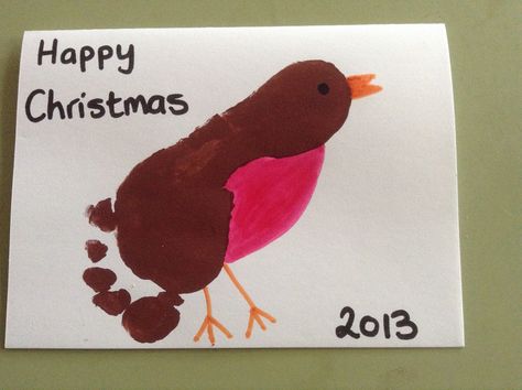 Robin footprint Christmas card Christmas Baby Crafts, Christmas Handprint Art, Christmas Handprint, Nursery Activities, Winter Craft, Foot Print, Handprint Art, Baby Christmas