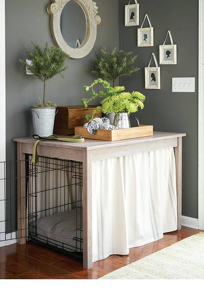 beautify your dog s crate with this simple table build, painted furniture, pets, pets animals, woodworking projects Wood Crate Coffee Table, Patterned Upholstery, Dog Crate Table, Diy Dog Crate, Table Build, Crate Table, Dog Crate Furniture, Dog Rooms, Pet Crate