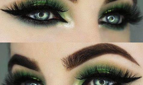 The Emerald Eye Makeup Trend That's Taking Over Instagram Will Inspire You To Go Green Emerald Green And Black Makeup, Emerald Eye Makeup, Green Eyeshadow Look, Eye Makeup Images, Witch Makeup, Emerald Eyes, Queen Makeup, Eye Makeup Pictures, Green Makeup