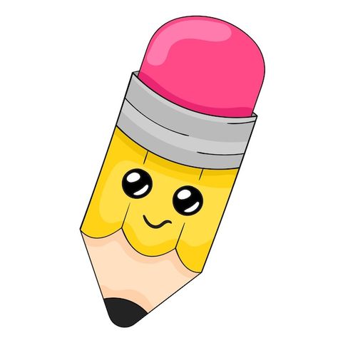 Pencil with cute face cartoon character ... | Premium Vector #Freepik #vector #cartoon-logo #character-logo #mascot #cartoon-mascot Pencil Images Clip Art, Dibujos Aesthetic Faciles A Color, Cute Face Cartoon, Pencil Clip Art, Cartoon Pencil Drawing, Pencil Vector, Lunchbox Notes For Kids, Cartoon Character Art, Pencil Clipart