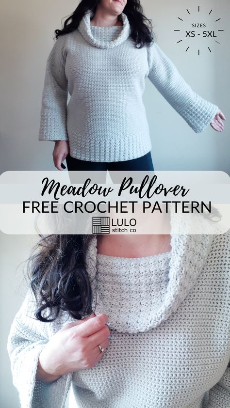 Crochet Pullover Sweater, Pullover Crochet, Cowl Pullover, Crochet Pullover, Crochet Sweater Pattern Free, Cards Making, Easy Stitch, Paper Pen, Crochet Cardigan Pattern