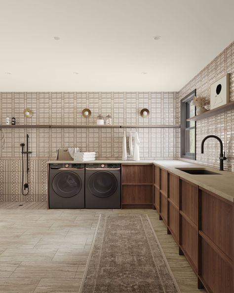 Get modern laundry room design ideas with this earthy and organic space that maximizes function as well as aesthetics!