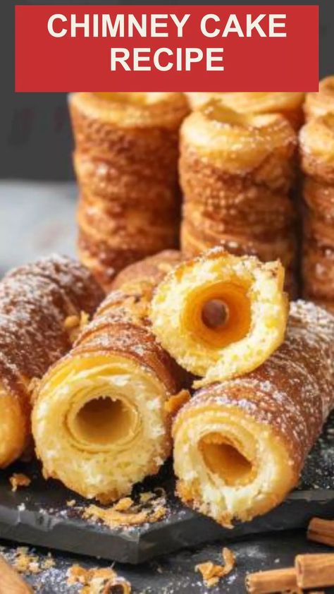 Indulge in the irresistible taste of Chimney Cake, a traditional Hungarian pastry baked to perfection. Experience true culinary delight today! Hungarian Chimney Cake, Chimney Cakes Recipe, Czechoslovakian Recipes, Chimney Cake Recipe, Chicken Taquitos Baked, Taquitos Baked, Chimney Cakes, Czech Food, Hungarian Desserts