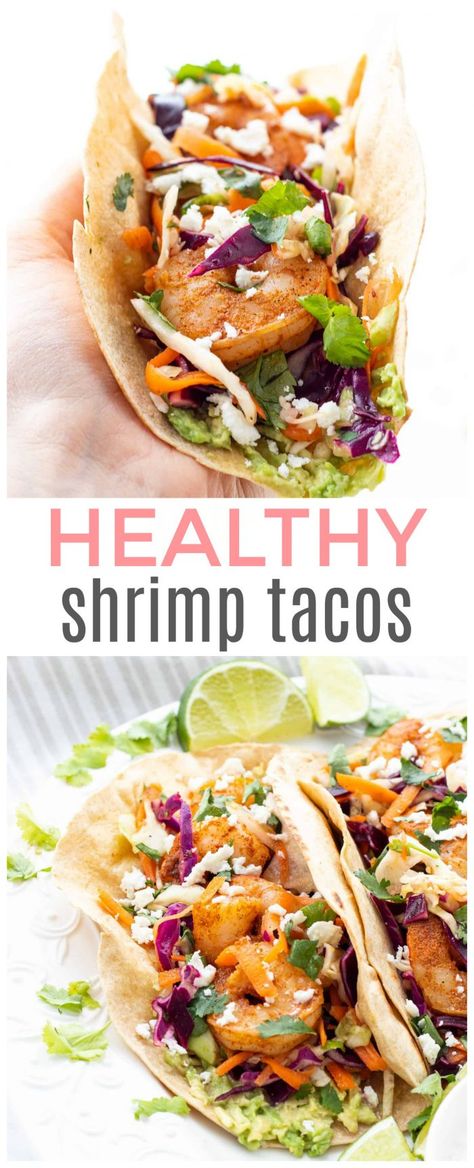 High Protein Tacos, Protein Tacos, Slaw For Shrimp Tacos, Healthy Shrimp Tacos, Shrimp Tacos Easy, Homemade Slaw, Lime Slaw, Spicy Shrimp Tacos, Cilantro Lime Slaw