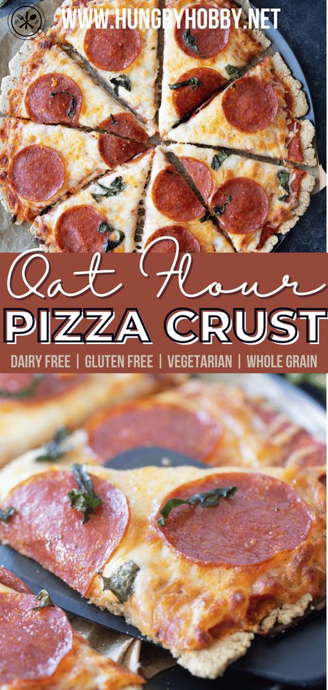 Oat Flour Snacks, Gf Pizza Crust No Yeast, Oatmeal Pizza Crust Dough Recipe, Oat Pizza Dough, Alternative Pizza Crust Ideas, Thm Pizza Crust, Gluten Free Oat Desserts, Oat Flour Naan, No Flour Pizza Crust