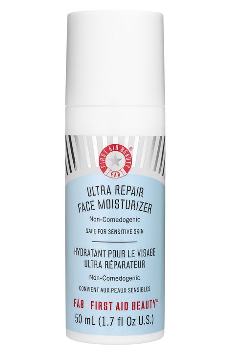 What it is: A nourishing daily face moisturizer that provides skin with immediate hydration, leaving it silky, soft and smooth.What it does: Lightweight and fast-absorbing, this moisturizer hydrates while leaving behind a velvety-soft finish. Skin is left looking and feeling beautifully smooth and perfectly prepped for no-makeup days (or makeup days, too). Meadowfoam seed oil, shea butter and avocado oil soften and hydrate skin, while ceramides help reinforce skin's protective barrier. How to us Thick Moisturizer, Autumn Skincare, Oil Free Moisturizers, Licorice Root Extract, First Aid Beauty, Facial Moisturizer, Facial Moisturizers, Dehydrated Skin, Body Treatments