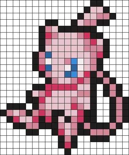 Mew Sprite Perler (pokemon Mystery Dungeons: Red Rescue Team) Perler Bead Pattern | Bead Sprites | Characters Fuse Bead Patterns Mew Perler Bead Pattern, Mitsuri Perler Beads, Perler Bead Pattern Pokemon, Pokemon Perler Patterns, Mew Perler Bead, Helluva Boss Perler Beads, Kirby Perler Bead Patterns, Mew Perler, Sanrio Perler Bead Patterns