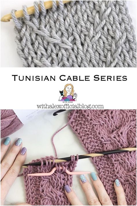 Tunisian Crochet Cable Series. Check back weekly for more! Learn how to make beautiful cables that look knitted but are actually crocheted! Written instructions, video tutorials and free patterns. And many more to come! Beginner Tunisian Crochet, Tunisian Crochet Free, Crochet Cables, Tunisian Crochet Blanket, Octopus Crochet Pattern, Lace Texture, Tunisian Crochet Patterns, Tunisian Crochet Stitches, Crochet Cable