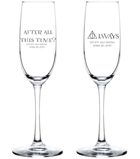 Image Moon Of My Life, Harry Potter Wedding Theme, After All This Time Always, Bride And Groom Glasses, Flute Glasses, Harry Potter Wedding, Gifts For Couples, Toasting Flutes, After All This Time