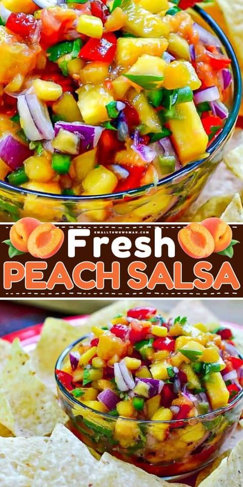 The perfect summer appetizer for party! Having a perfect combo of sweet and spicy, this fresh peach salsa is sure to be a crowd-pleaser. Check out the ways to enjoy this easy fruit salsa recipe! Fruit Salsa Recipe Easy, Fresh Peach Salsa Recipe, Peach Salsa Recipe, Fresh Peaches, Summer Appetizers For Party, Peach Appetizer, Summer Salsa, Fruit Salsa Recipe, Peach Salsa Recipes