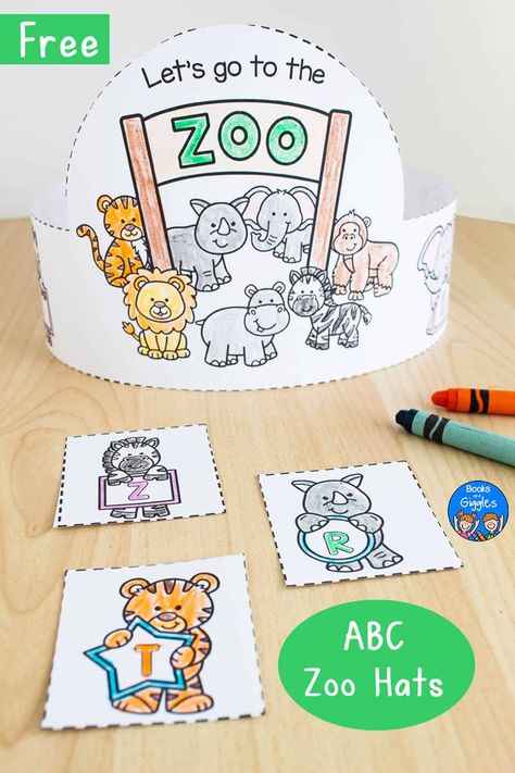 Free Printable ABC Zoo Hats Zoo Crafts Preschool, Zoo Field Trip, Phonemic Awareness Games, Zoo Preschool, Zoo Crafts, Zoo Animal Crafts, Letter Recognition Worksheets, Zoo Activities, Zoo Ideas