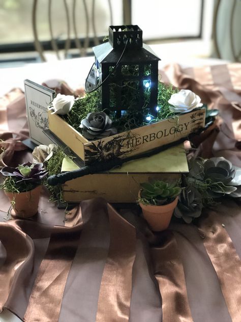 Disney And Harry Potter Wedding, Harry Potter Themed Wedding Centerpieces, Harry Potter Centerpieces Wedding, Rustic Harry Potter Wedding, Harry Potter Wedding Theme Centerpieces, Harry Potter Table Decorations Wedding, Harry Potter Wedding Centerpiece Ideas, Harry Potter Baby Shower Table Centerpieces, Harry Potter Themed Centerpieces