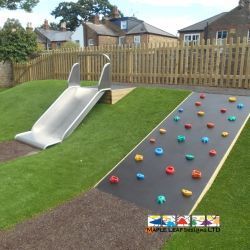 Embankment Playground, Embankment Slide, School Playground Equipment, School Playground, Leaf Designs, Outdoor Playground, Yard Work, Playground Equipment, Leaf Design