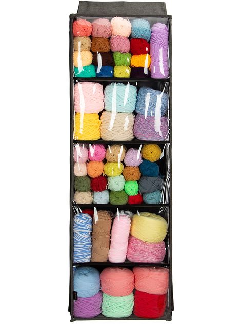 PRICES MAY VARY. Hanging Luxurious Yarn Storage Organier Size】: 40 x 125 x 10 cm / 15.74 x 49.21 x 3.93 in, 5 compartments. Weight: 1670 g. Made of heavy duty polyester material, clear pvc compartments, rip resistant; 3 over door hangers and 3 wall mount hooks included. Large Capacity Design: pacmaix's super yarn and craft storage organizer have 5 clear compartments, strong zipper, ideal for large projects that require lots of wool balls and needles and accessories, your knitting yarns will rema Hobby Organization, Yarn Organizer, Knitting Organization, Knitting Storage, Crochet Cushion Pattern, Craft Storage Organization, Yarn Organization, Large Knitting, Sewing Supplies Storage