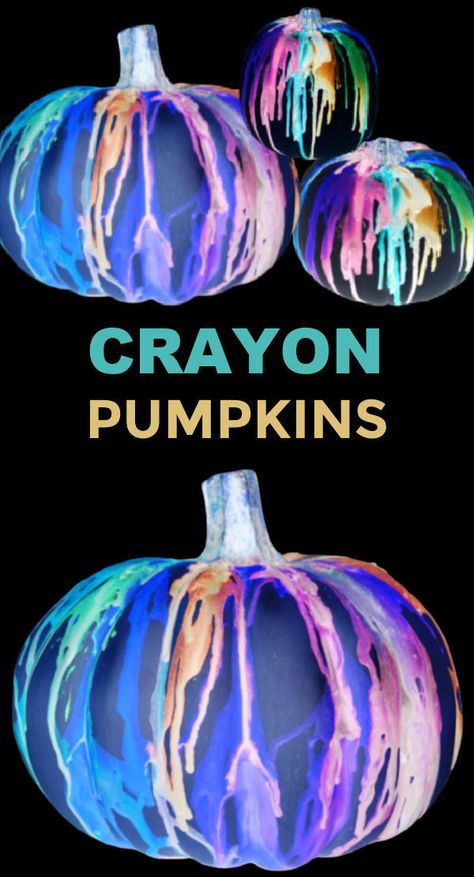 Decorate pumpkins that glow-in-the-dark using crayons and NO CARVING! #halloween #meltedcrayonart #meltedcrayonpumpkin #nocarvepumpkindecorating #growingajeweledrose #activitiesforkids Aesthetic Craft Ideas, Craft Ideas For Beginners, Aesthetic Craft, No Carve Pumpkin Decorating, Pumpkin Uses, Fun Projects For Kids, Hobbies For Kids, Fall Stuff, Haunted Halloween